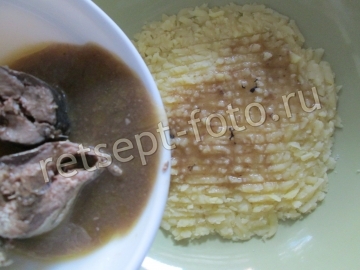 Салат "Мимоза" со скумбрией и картошкой
