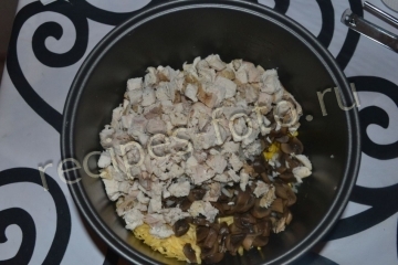 Салат "Зодиак" с шампиньонами и курицей