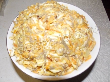 Салат из печени с морковью и луком