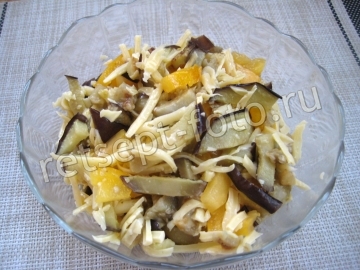 Салат с баклажанами и сыром без майонеза