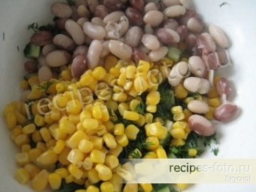 Салат с фасолью и кукурузой