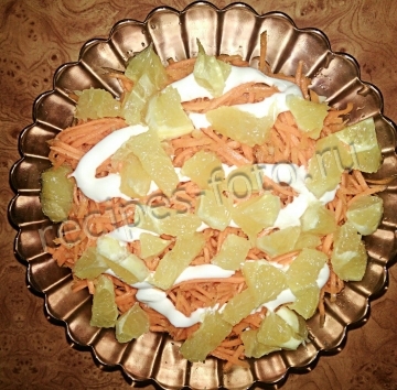 Салат с курицей, апельсином и корейской морковкой на праздник