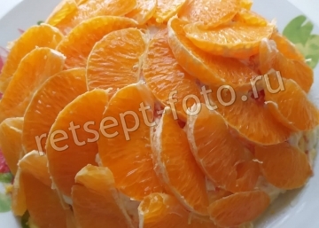 Салат с мандаринами и ветчиной