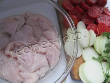Шашлык из курицы с помидорами