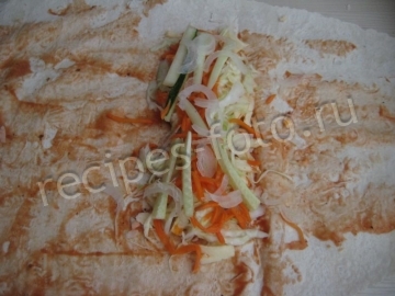 Шаурма с сыром и капустой в лаваше без мяса