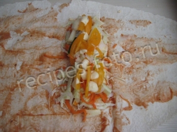 Шаурма с сыром и капустой в лаваше без мяса