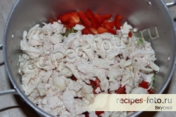 Шаурма домашняя с курицей, сыром и капустой