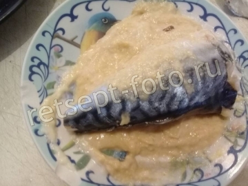 Скумбрия запеченная с майонезом, горчицей и хреном в духовке