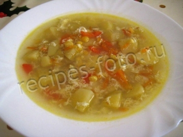 Суп с кукурузой и яйцом