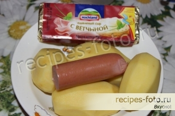 Суп с плавленым сыром и вареной колбасой быстрого приготовления