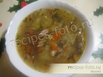 Суп с рисом и рыбной консервой