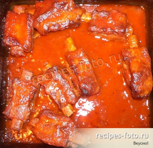 Свиные ребрышки в духовке с медом и горчицей