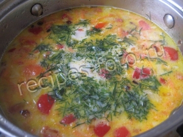 Сырный суп с курицей и болгарским перцем
