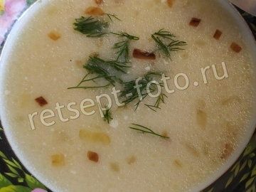 Сырный суп с курицей и вермишелью