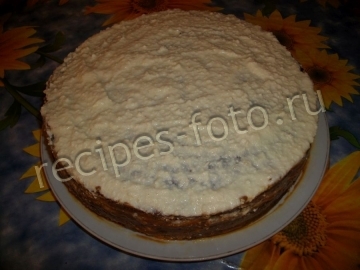 Торт без выпечки с творожным кремом и фруктами