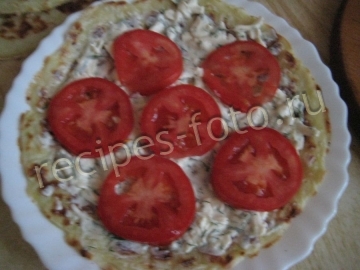 Торт из кабачков с плавленым сыром и помидорами