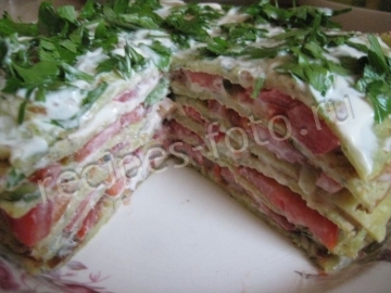 Торт из кабачков с помидорами