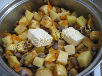 Тушеная картошка с маслятами