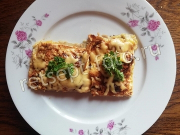 Запеканка из лаваша с грибами и сыром