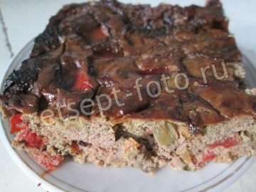 Запеканка из печени с овощами и творогом в духовке