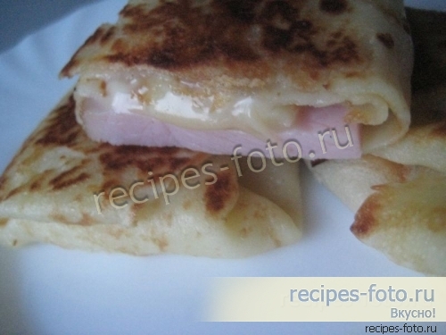 Блины с ветчиной и сыром