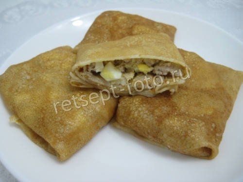 Блины с мясом и яйцом