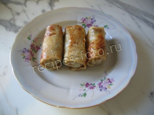 Блины с мясом на молоке