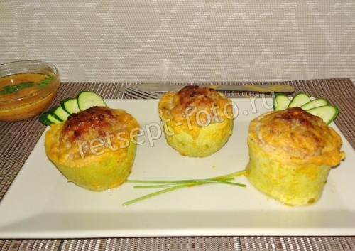 Бочонки из кабачков фаршированные мясом и рисом
