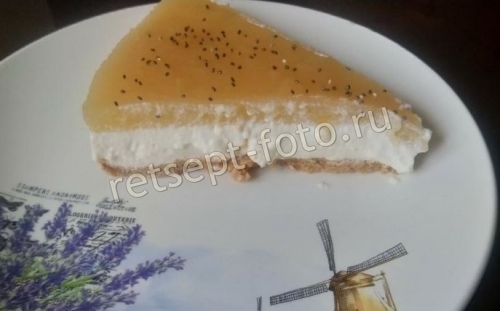 Чизкейк из творога с яблочным пюре без выпечки