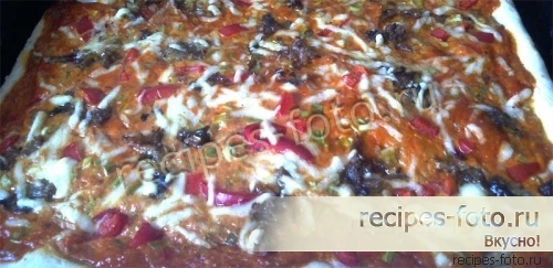 Домашняя пицца с курицей и сыром