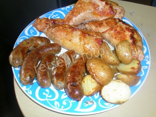 Фаршированная куриная кожа фаршем и гречкой