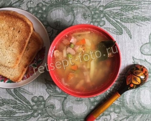 Гороховый суп с копченой курицей