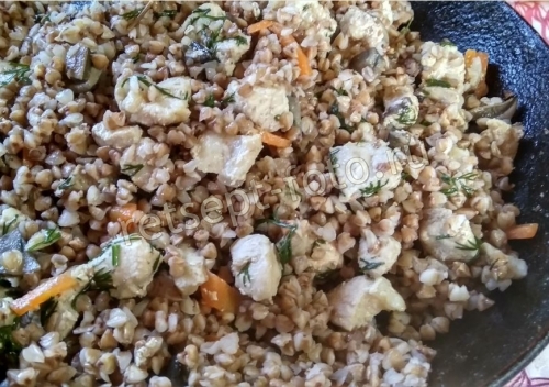 Гречка с лесными грибами и мясом