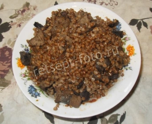 Гречка с сушеными грибами и мясом в мультиварке