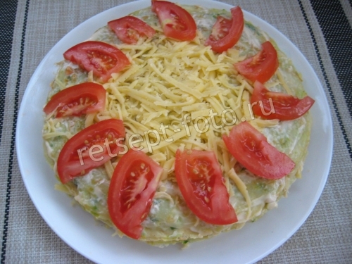 Кабачковый торт с грибами и сыром