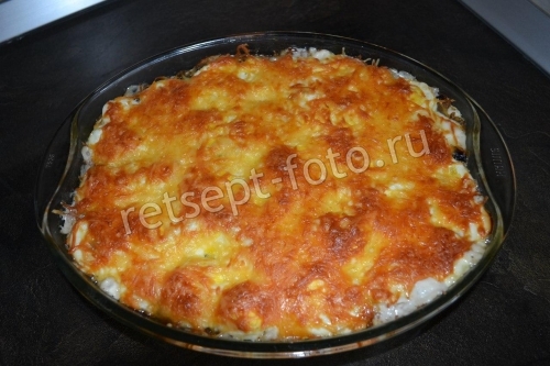 Картофельная запеканка с грибами и вареными яйцами