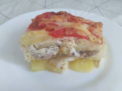 Картофельная запеканка с рыбными консервами