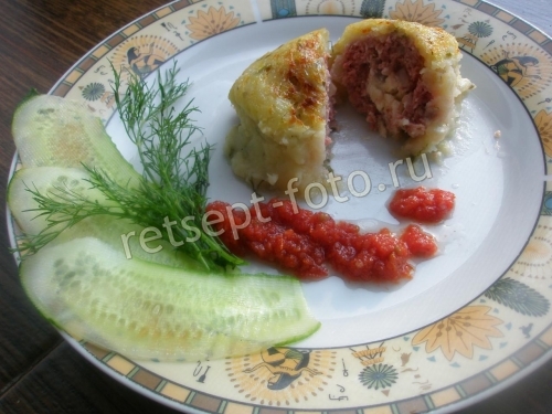 Картофельные колобки с фаршем