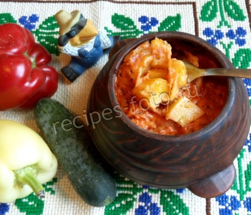 Картошка со сметаной и сыром в горшочке без мяса