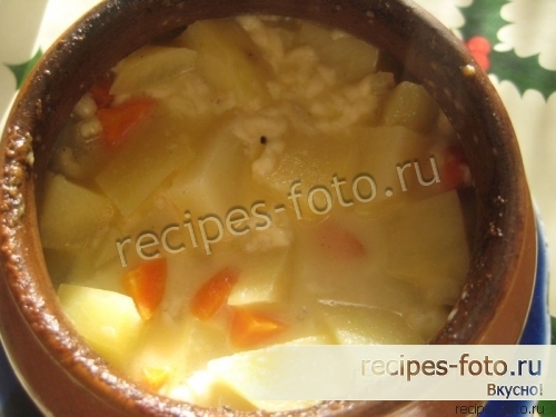 Картошка в горшочках без мяса с овощами