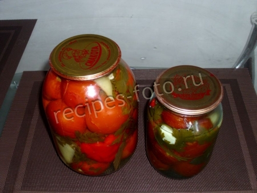 Консервированные помидоры с уксусом и чесноком