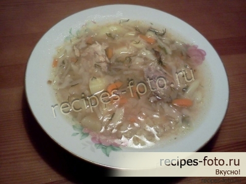 Куриный суп с капустой и пшеном