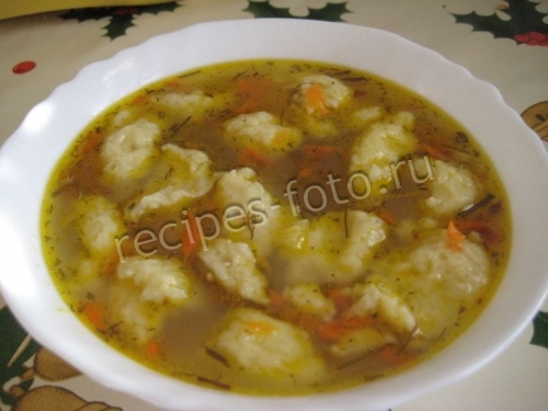 Куриный суп с клецками без картошки