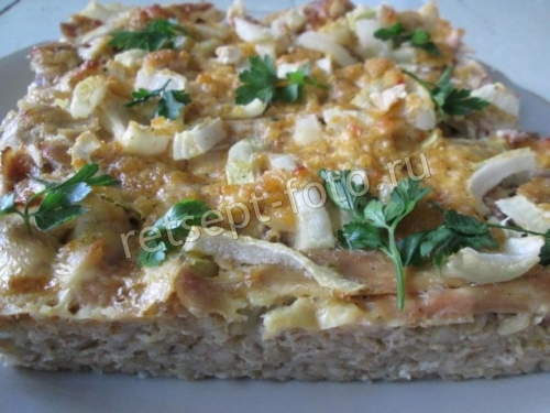 Курица с овсянкой и кабачком в духовке