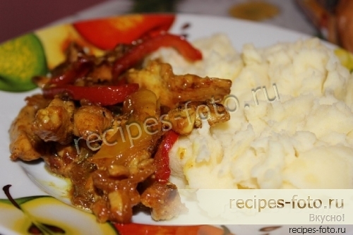 Курица в кисло-сладком соусе с овощами