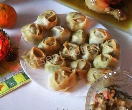 Манты с фаршем и картошкой