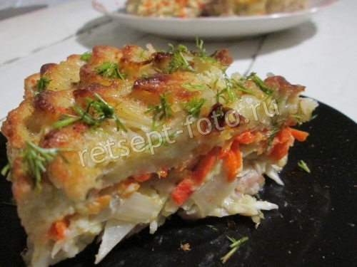 Овощной пирог с курицей