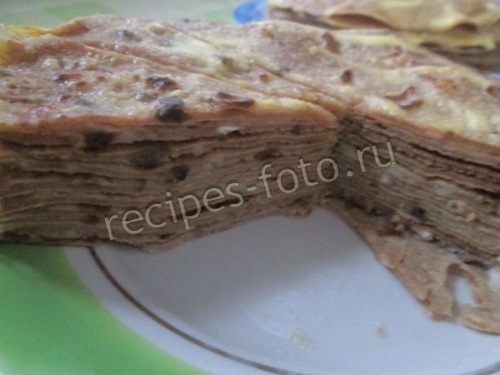 Печеночный торт с молоком и майонезом