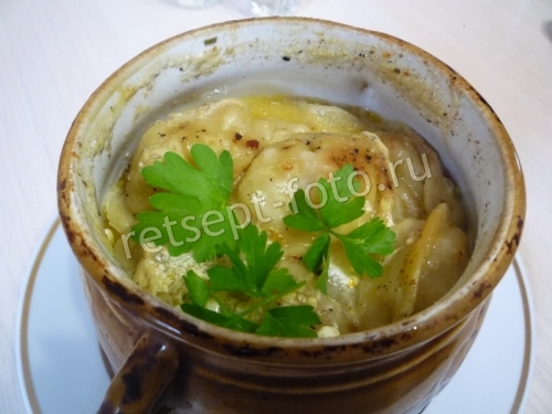 Пельмени по-царски в горшочках
