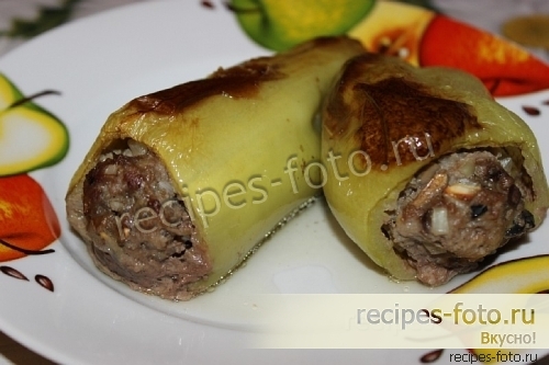 Перец фаршированный мясом и грибами запеченный в духовке